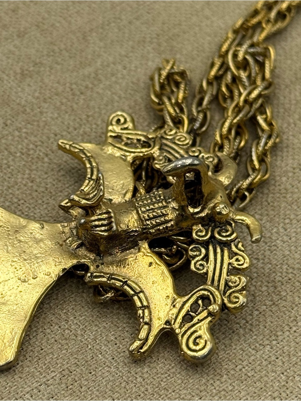Gold-Tone Ornate Statement Pendant Necklace - Women Jewelry - Picture 3 of 5